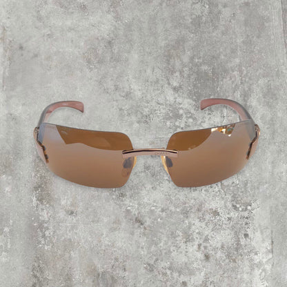 Chanel Rimless Sunglasses with Brown Lens and CC logo | O/S, Bronze