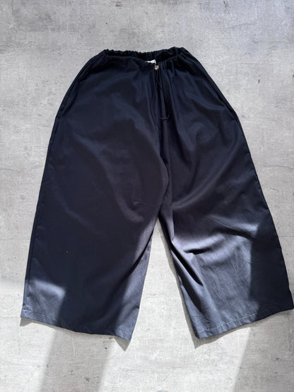 VT Rework: Oversized Black Cotton Drawcord Balloon Pants | O/S