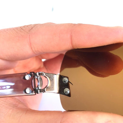 Chanel Rimless Sunglasses with Brown Lens and CC logo | O/S, Bronze