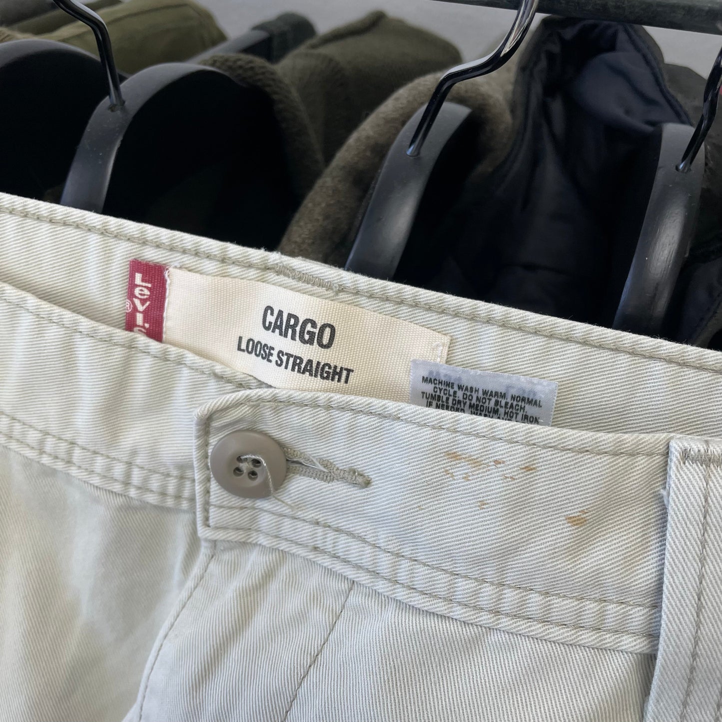 Levi's Cream 2004 Contrast Stitch Cargo Trousers | Large, Cream