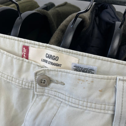 Levi's Cream 2004 Contrast Stitch Cargo Trousers | Large, Cream