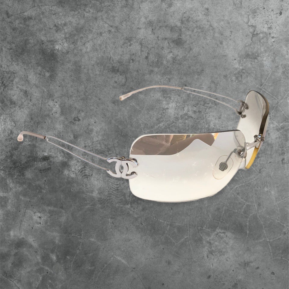 Chanel Rimless Sunglasses with CC logo | O/S, Grey