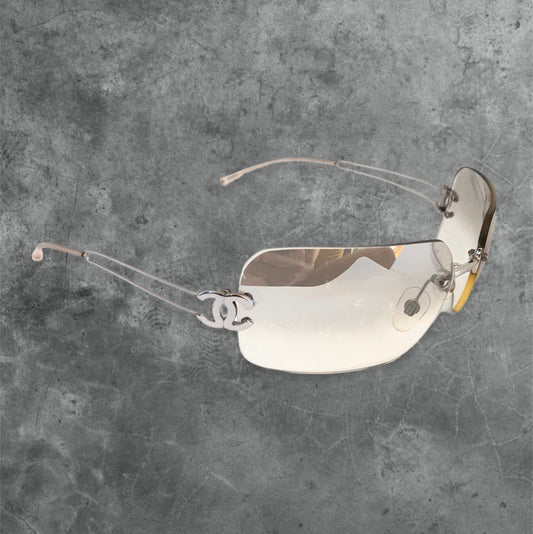 Chanel Rimless Sunglasses with CC logo | O/S, Grey