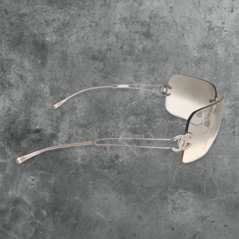 Chanel Rimless Sunglasses with CC logo | O/S, Grey