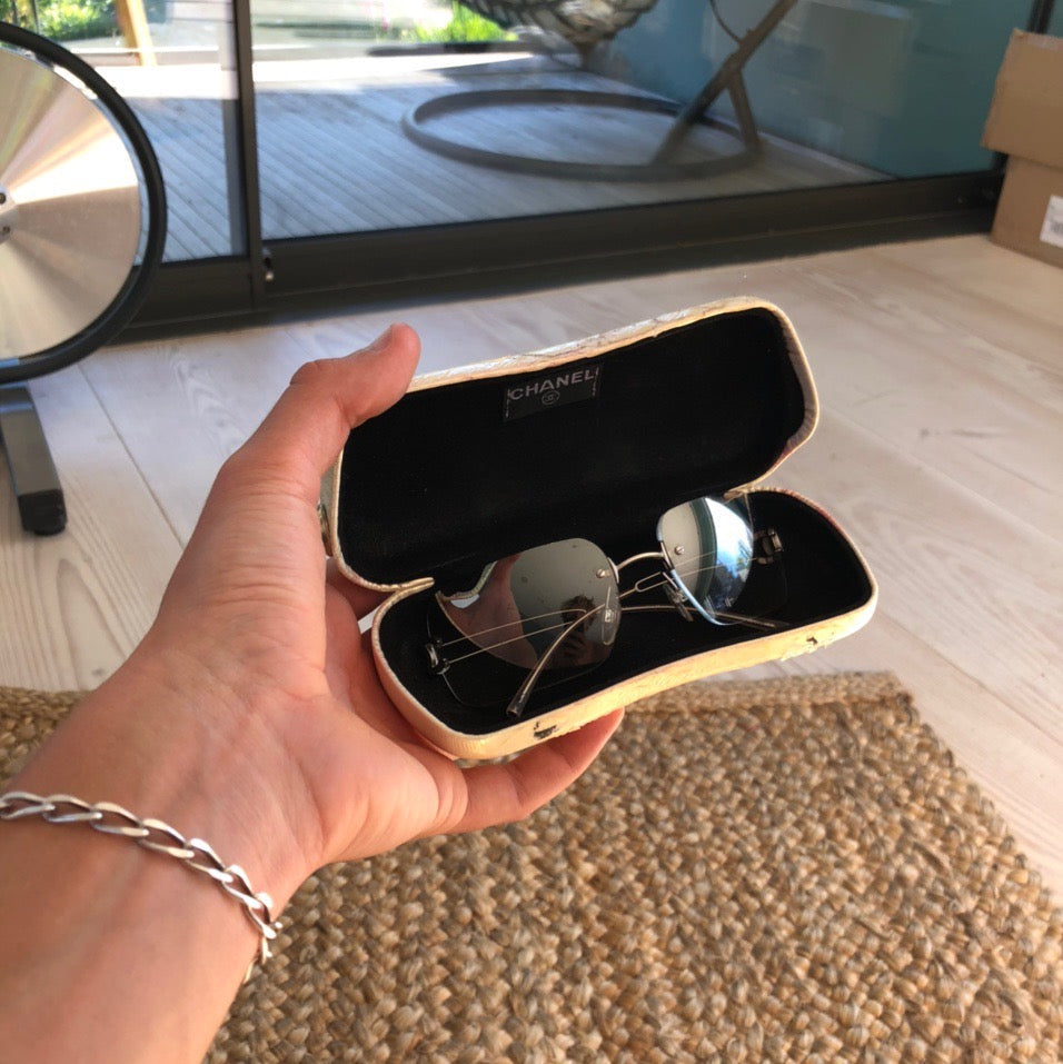 Chanel Rimless Sunglasses with CC logo | O/S, Grey