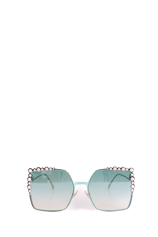 Fendi Embellished Square Sunglasses Green | O/S, Green