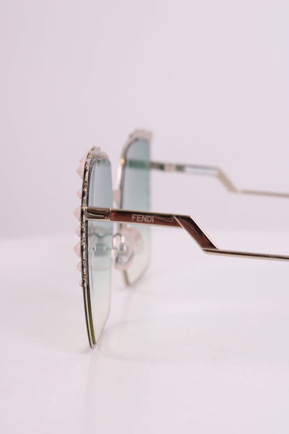 Fendi Embellished Square Sunglasses Green | O/S, Green