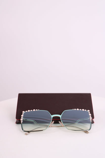 Fendi Embellished Square Sunglasses Green | O/S, Green