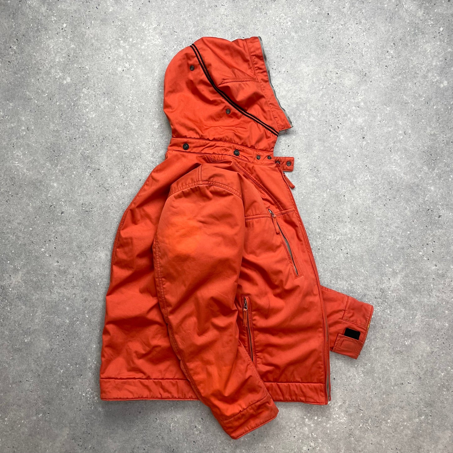 Stone Island Orange Raso Gommato Adjustable Hooded Jacket AW10 | X-Large, Multicoloured
