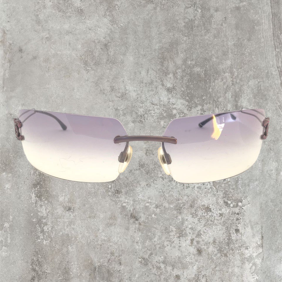 Chanel Rimless Diamanté Sunglasses with  Purple Gradient Lens | O/S, Purple