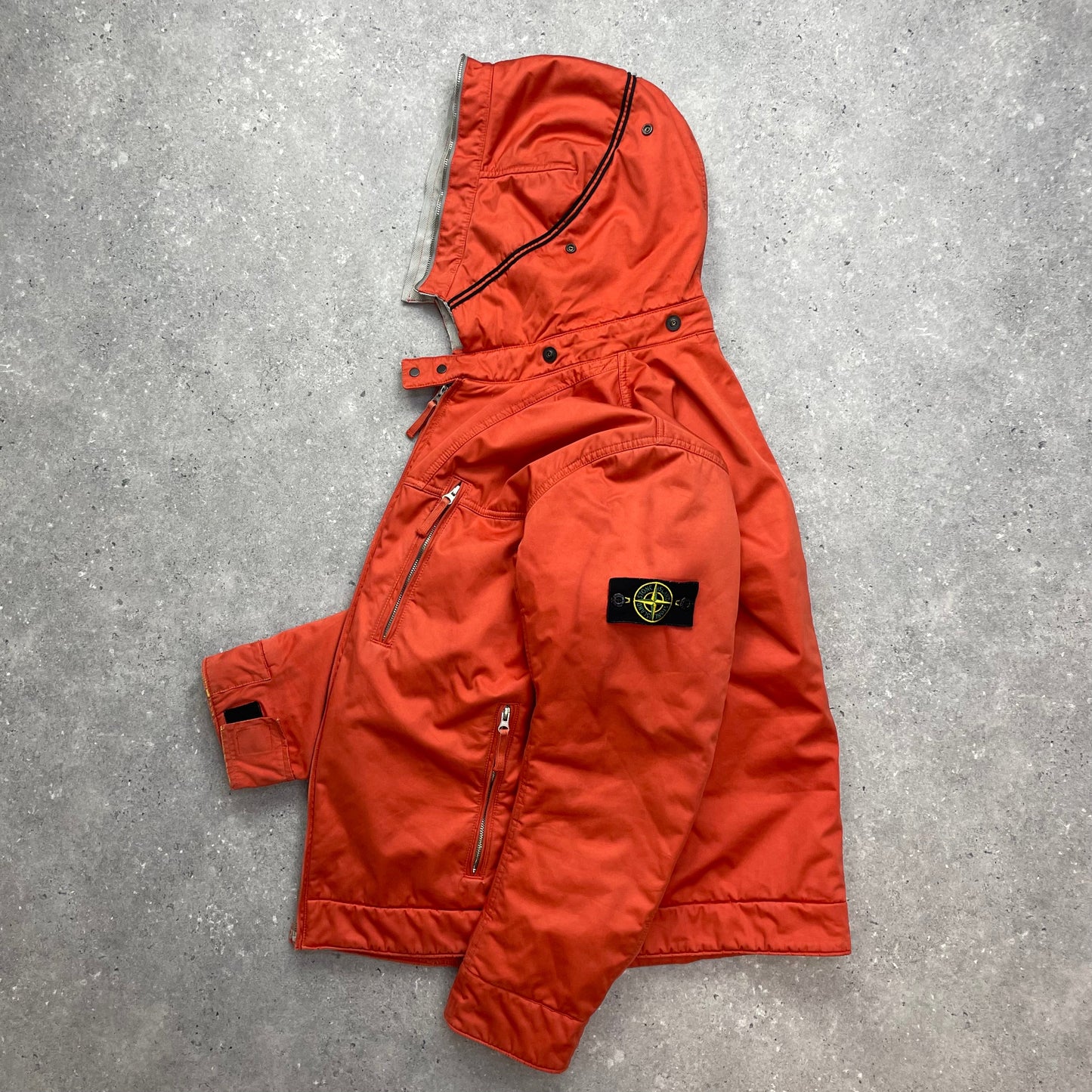 Stone Island Orange Raso Gommato Adjustable Hooded Jacket AW10 | X-Large, Multicoloured