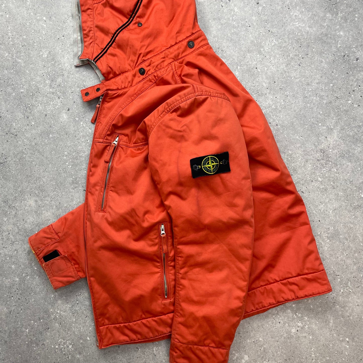 Stone Island Orange Raso Gommato Adjustable Hooded Jacket AW10 | X-Large, Multicoloured