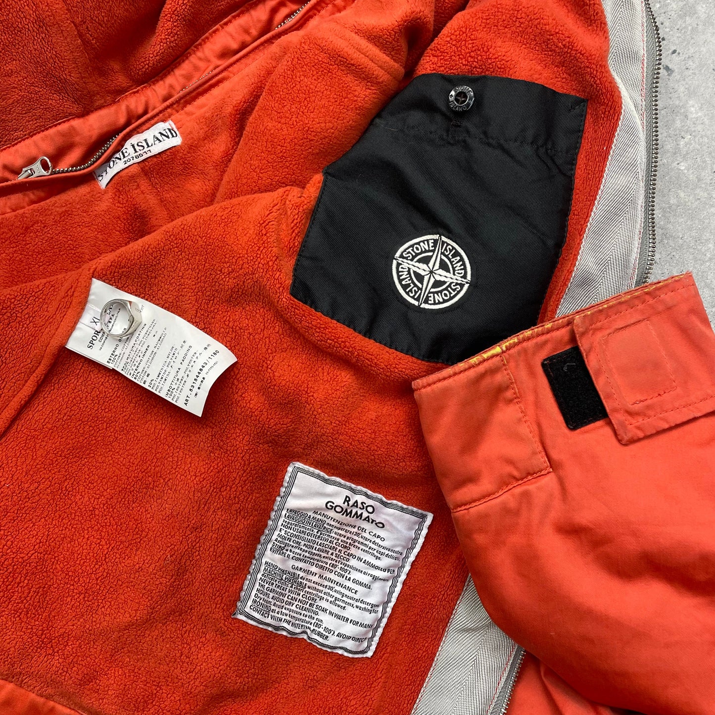 Stone Island Orange Raso Gommato Adjustable Hooded Jacket AW10 | X-Large, Multicoloured