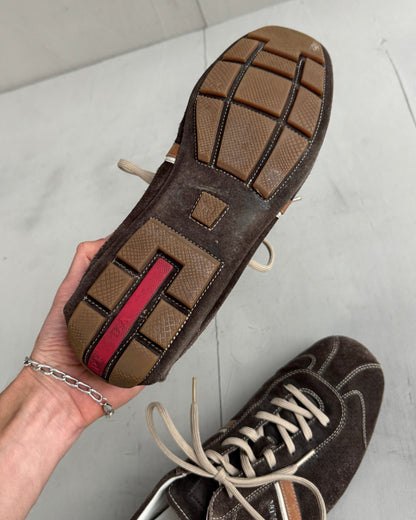 PRADA EARLY-2000'S BROWN LOW PROFILE SUEDE TRAINERS - UK 10 | UK 10, Brown