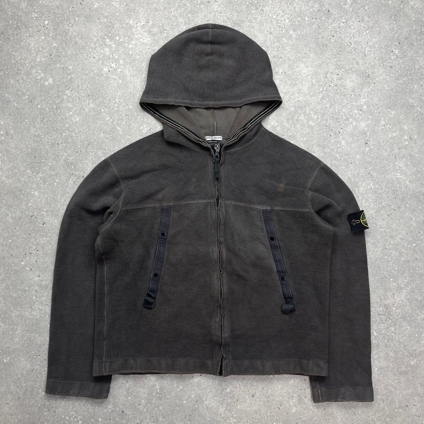 Stone Island Grey Fleece Hoodie AW03 | Medium, Grey