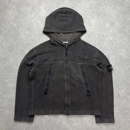 Stone Island Grey Fleece Hoodie AW03 | Medium, Grey