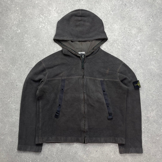Stone Island Grey Fleece Hoodie AW03 | Medium, Grey