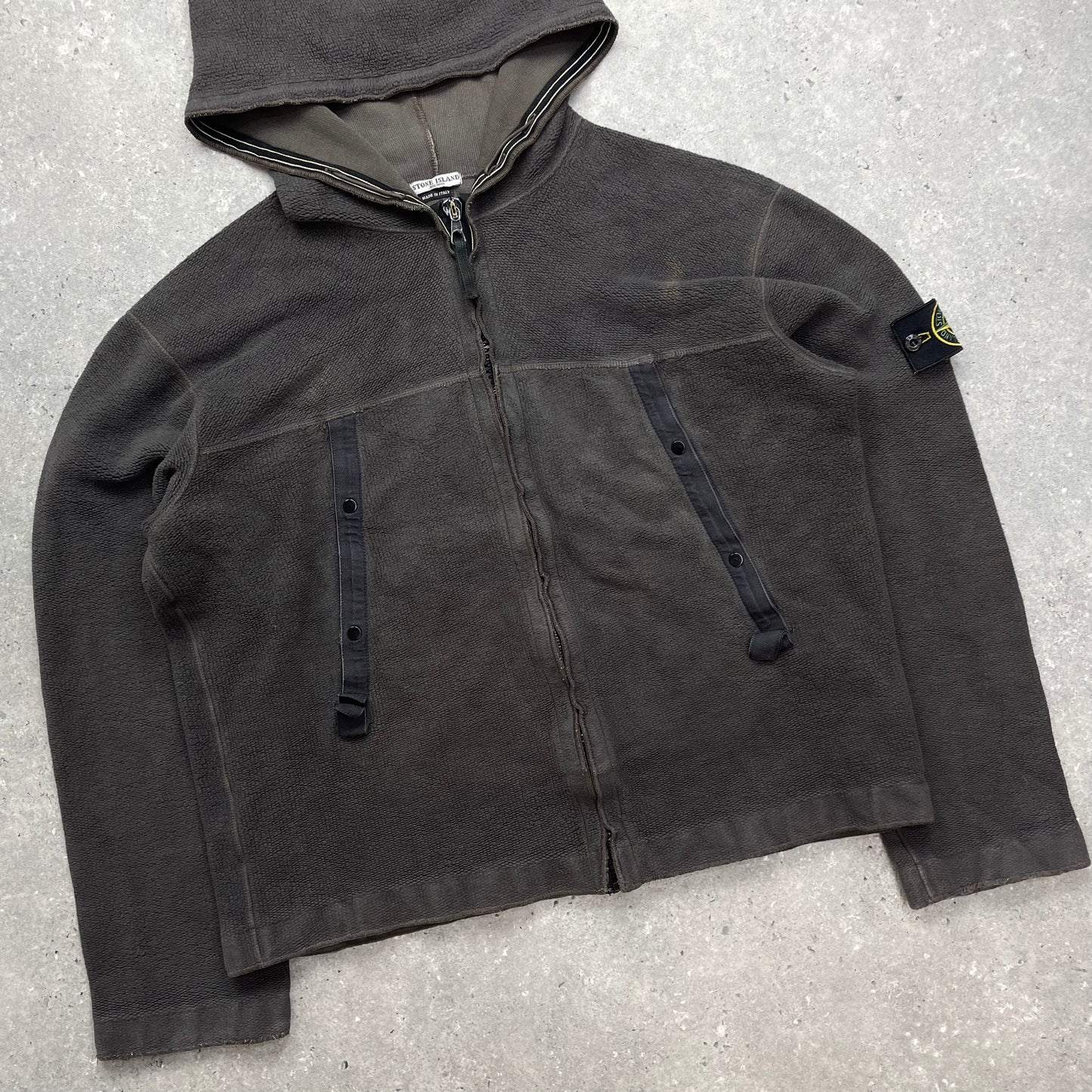 Stone Island Grey Fleece Hoodie AW03 | Medium, Grey