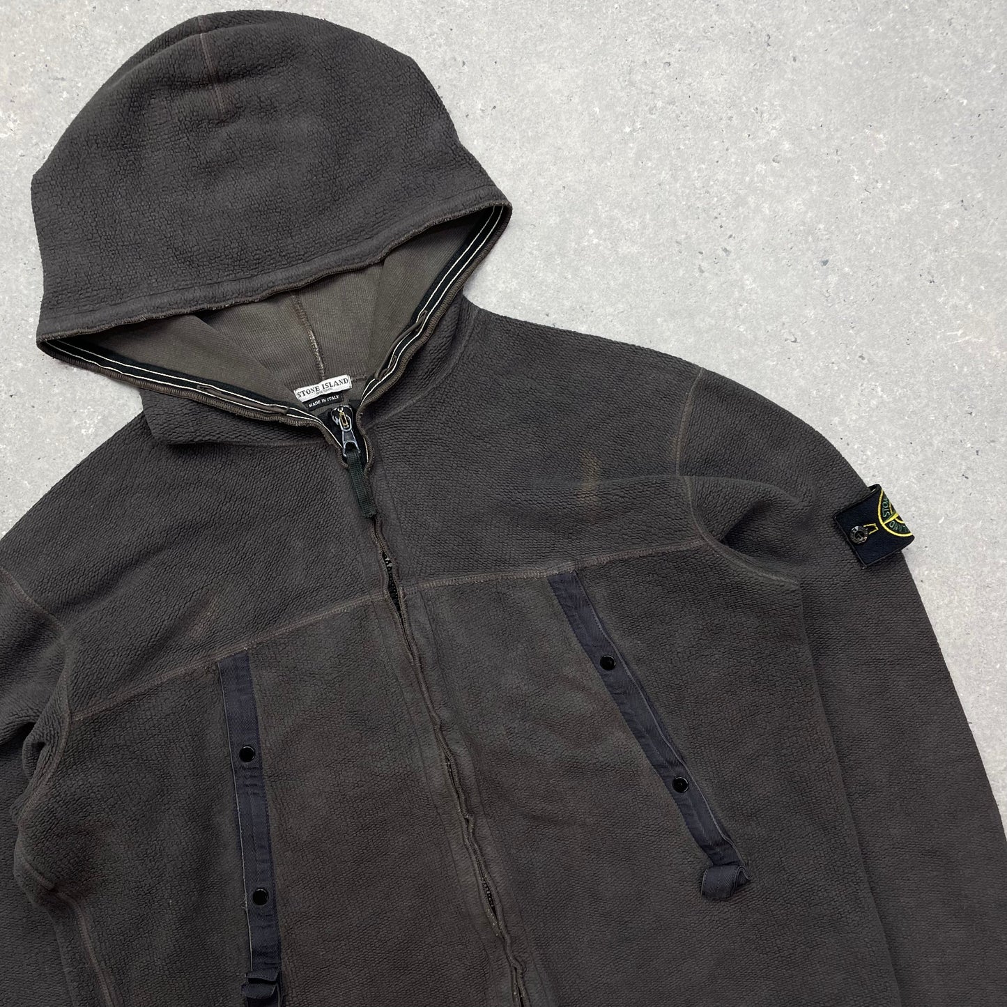 Stone Island Grey Fleece Hoodie AW03 | Medium, Grey