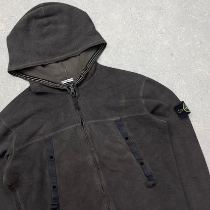 Stone Island Grey Fleece Hoodie AW03 | Medium, Grey