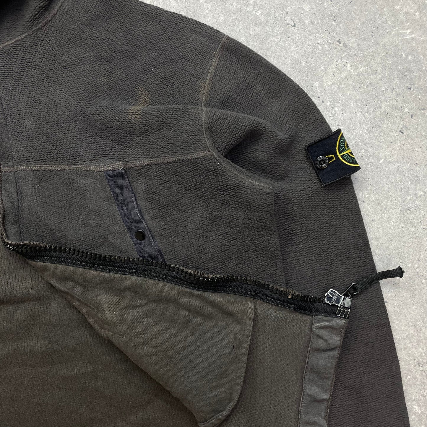 Stone Island Grey Fleece Hoodie AW03 | Medium, Grey