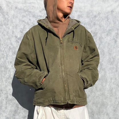 Carhartt Jacket - Hooded Green Carhartt Zip-Up Coat | Default Title, Green