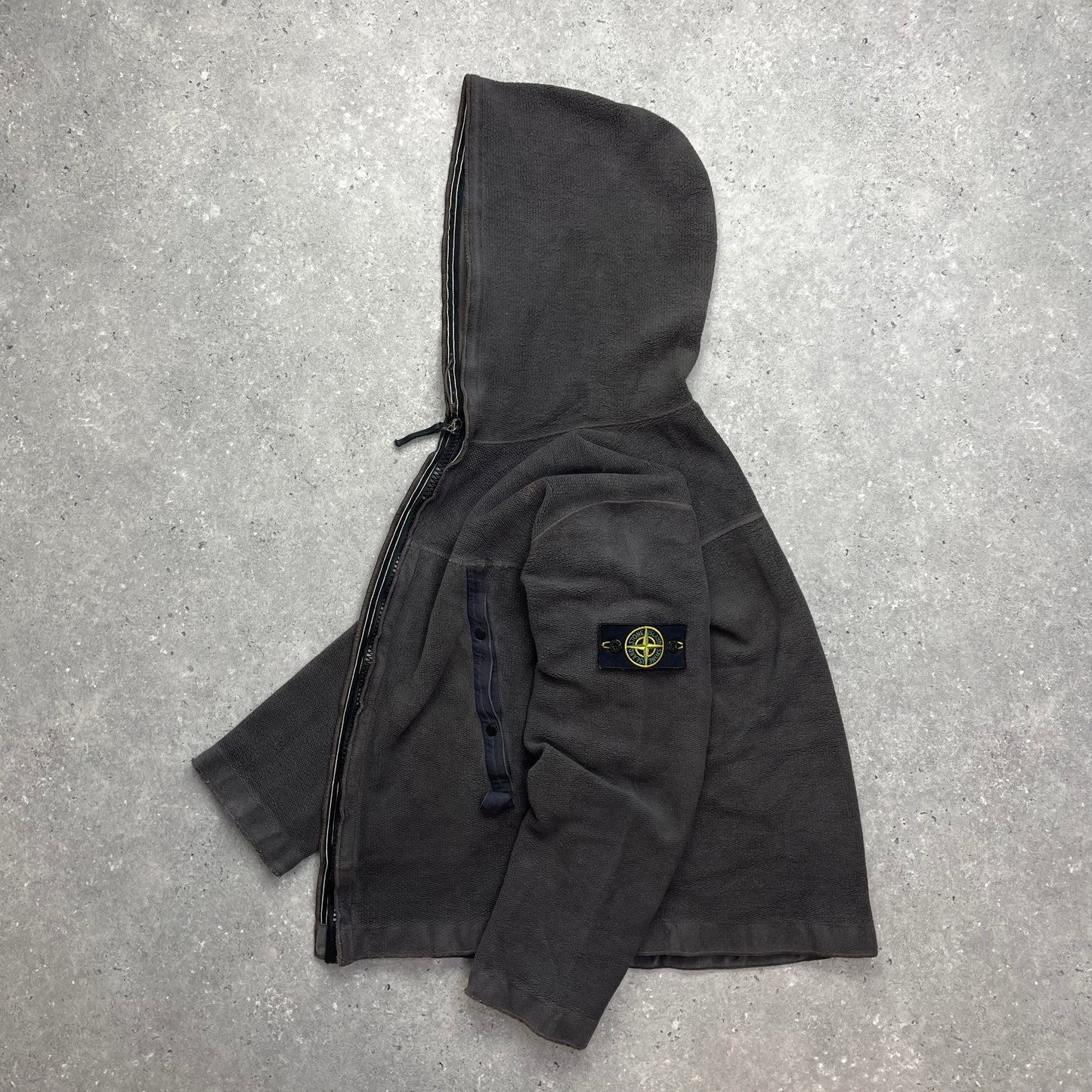 Stone Island Grey Fleece Hoodie AW03 | Medium, Grey