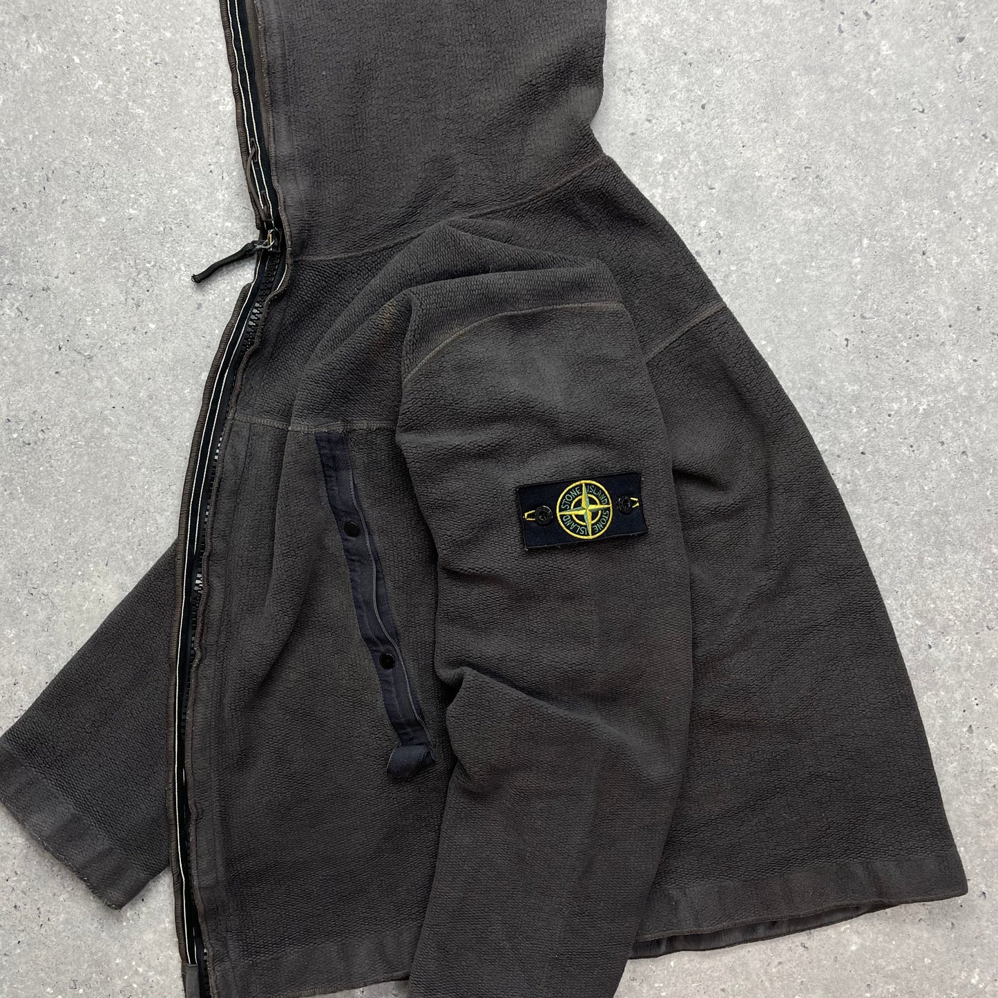 Stone Island Grey Fleece Hoodie AW03 | Medium, Grey