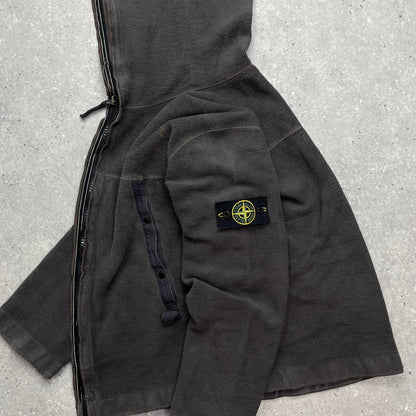 Stone Island Grey Fleece Hoodie AW03 | Medium, Grey
