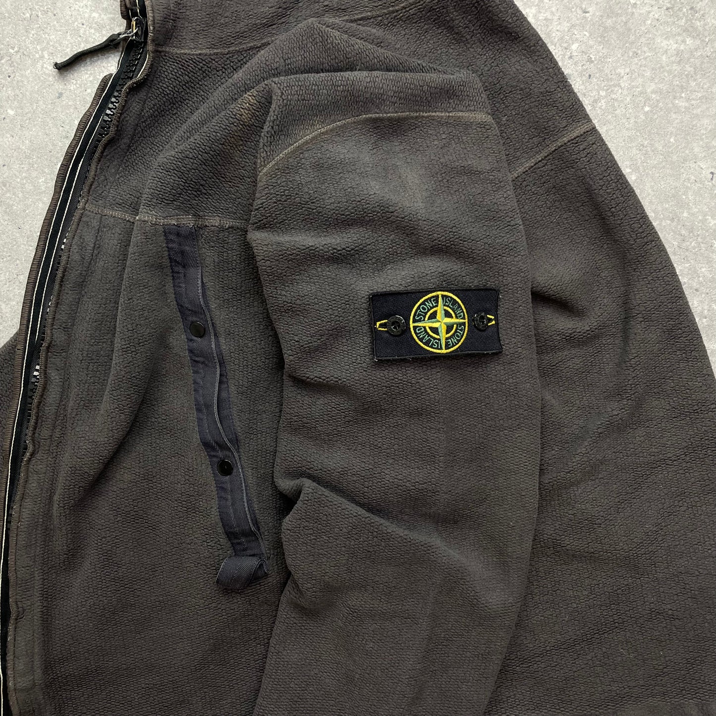 Stone Island Grey Fleece Hoodie AW03 | Medium, Grey