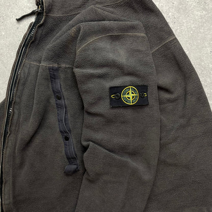 Stone Island Grey Fleece Hoodie AW03 | Medium, Grey