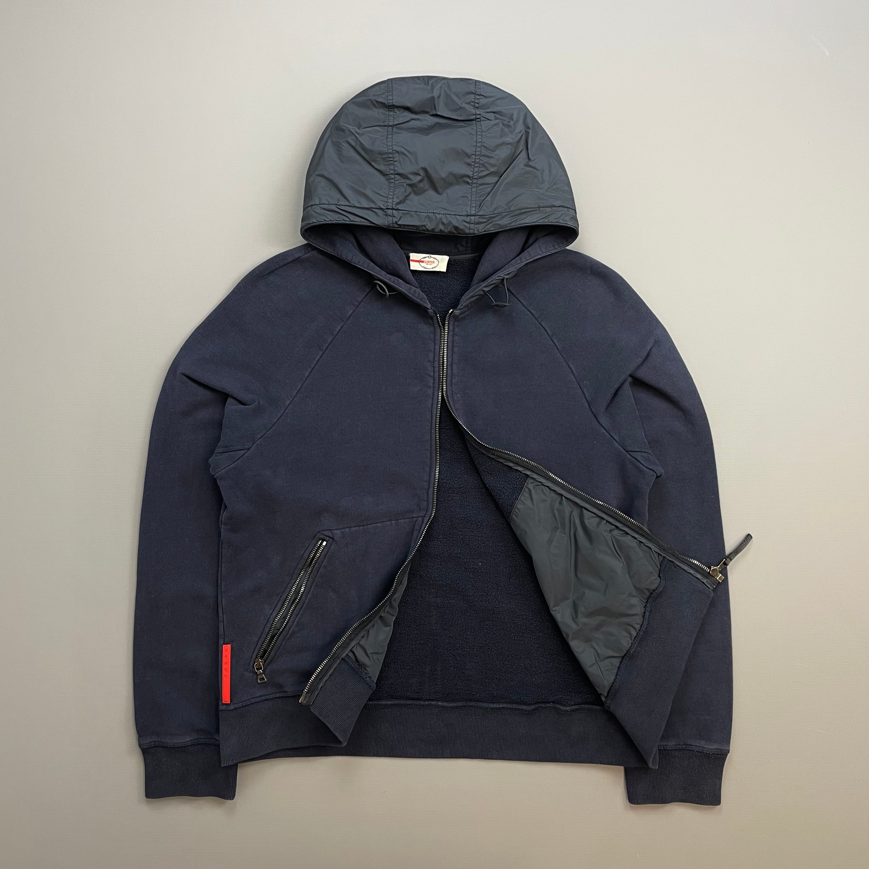 Prada Sport Navy 2012 Nylon Hood Zip-Through Hoodie – Known Source