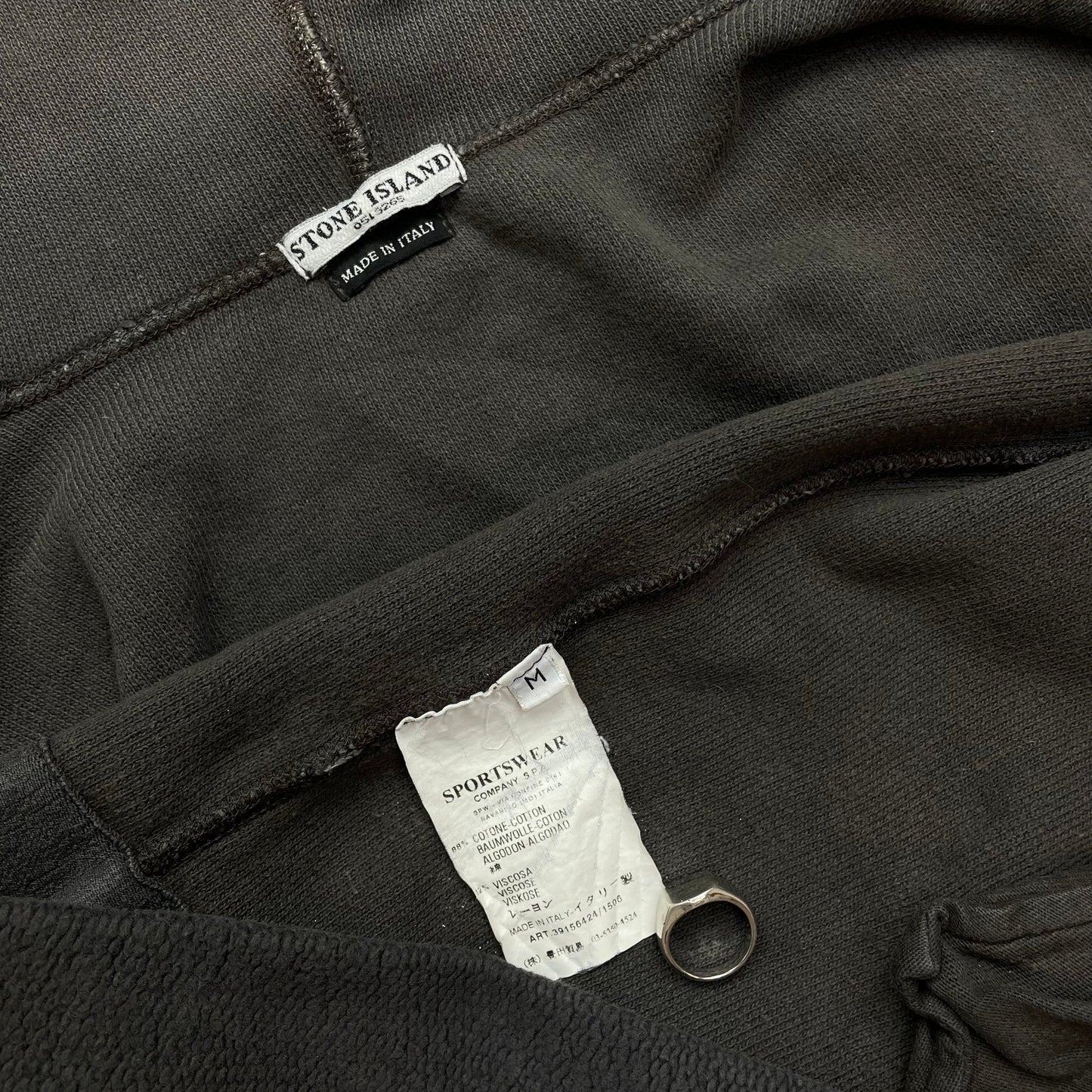 Stone Island Grey Fleece Hoodie AW03 | Medium, Grey