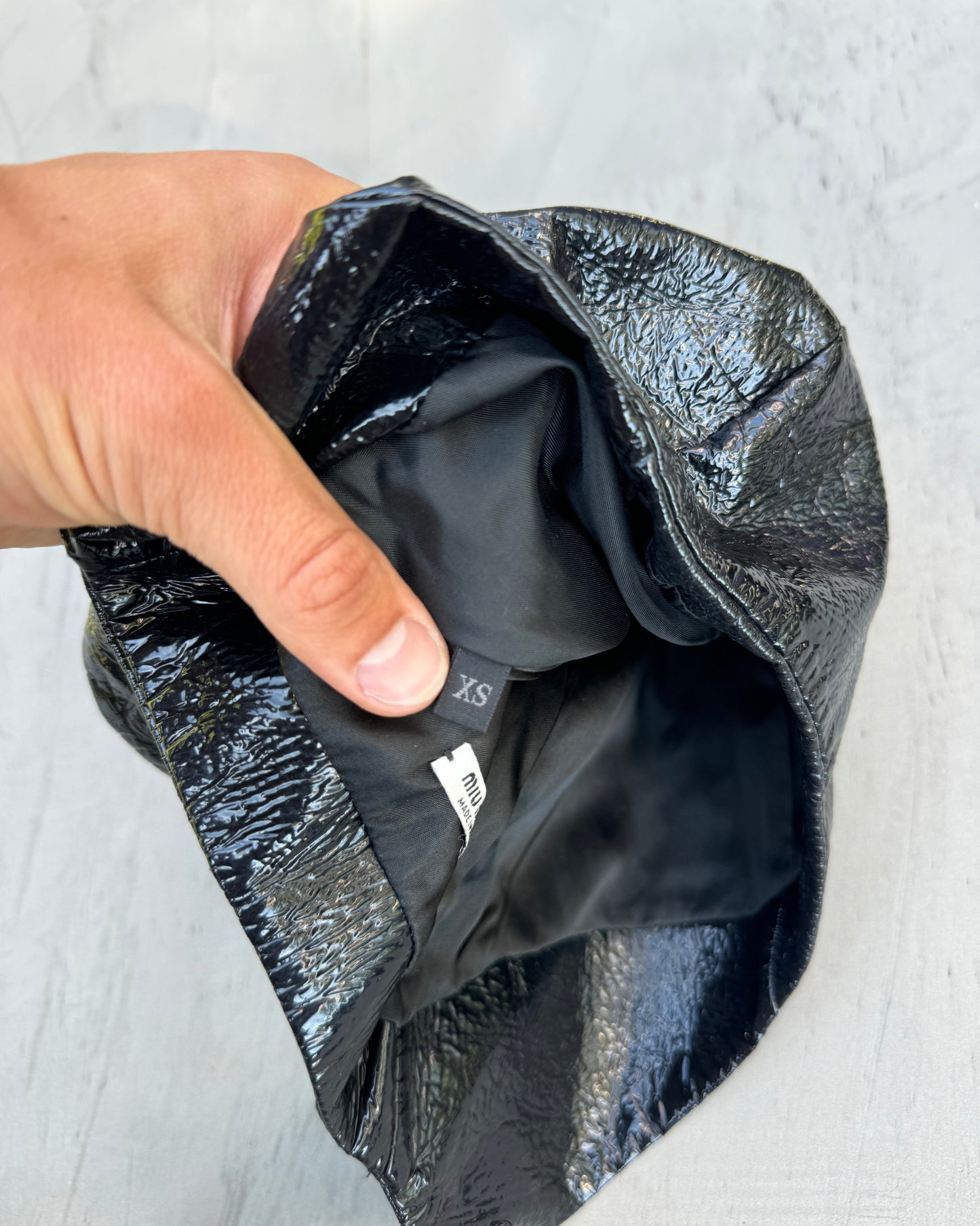 Miu Miu Patent Leather Aviator Cap | O/S, Black