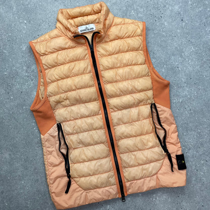 Stone Island Orange Garment Dyed Micro Yarn Down Puffer Gilet | Small, Orange