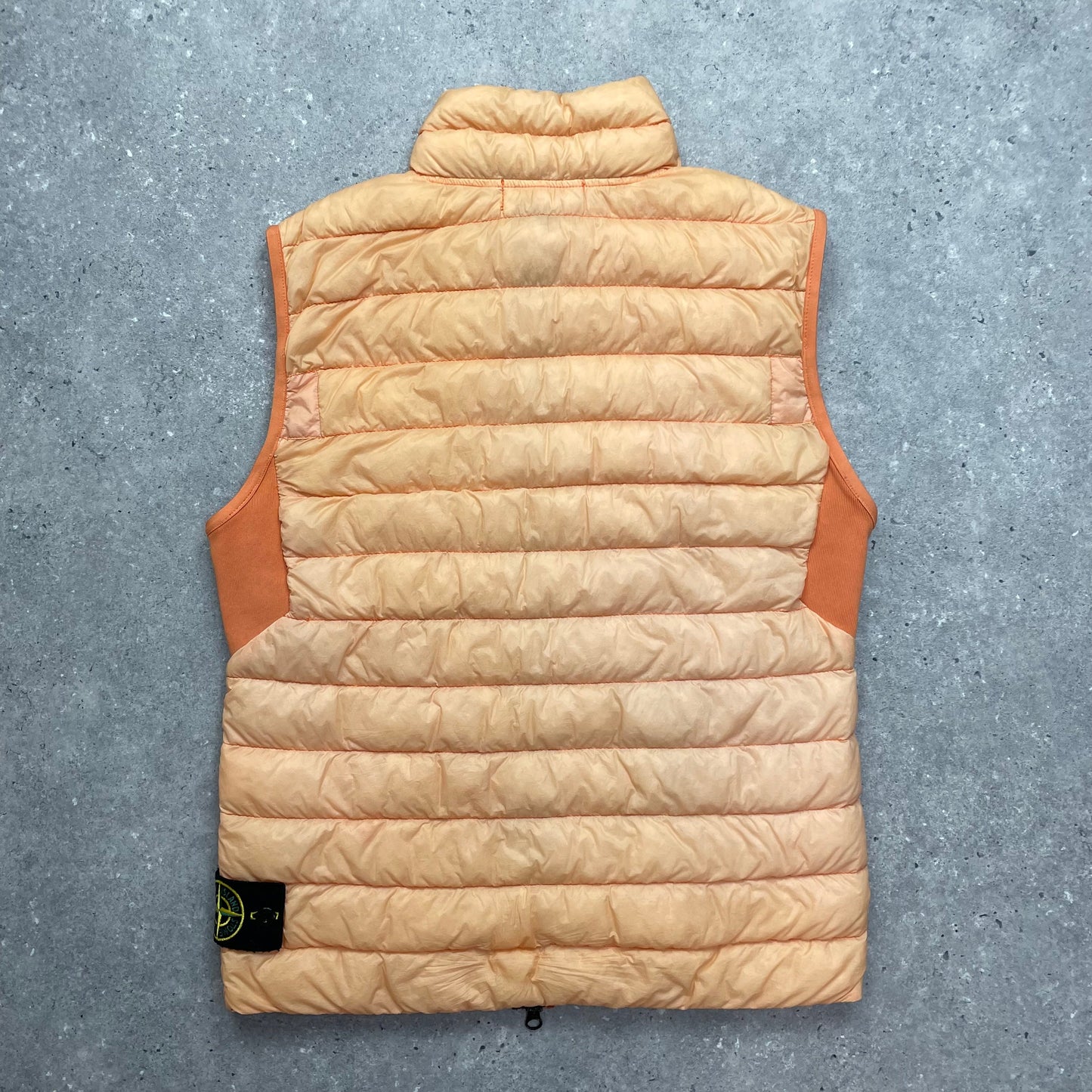 Stone Island Orange Garment Dyed Micro Yarn Down Puffer Gilet | Small, Orange