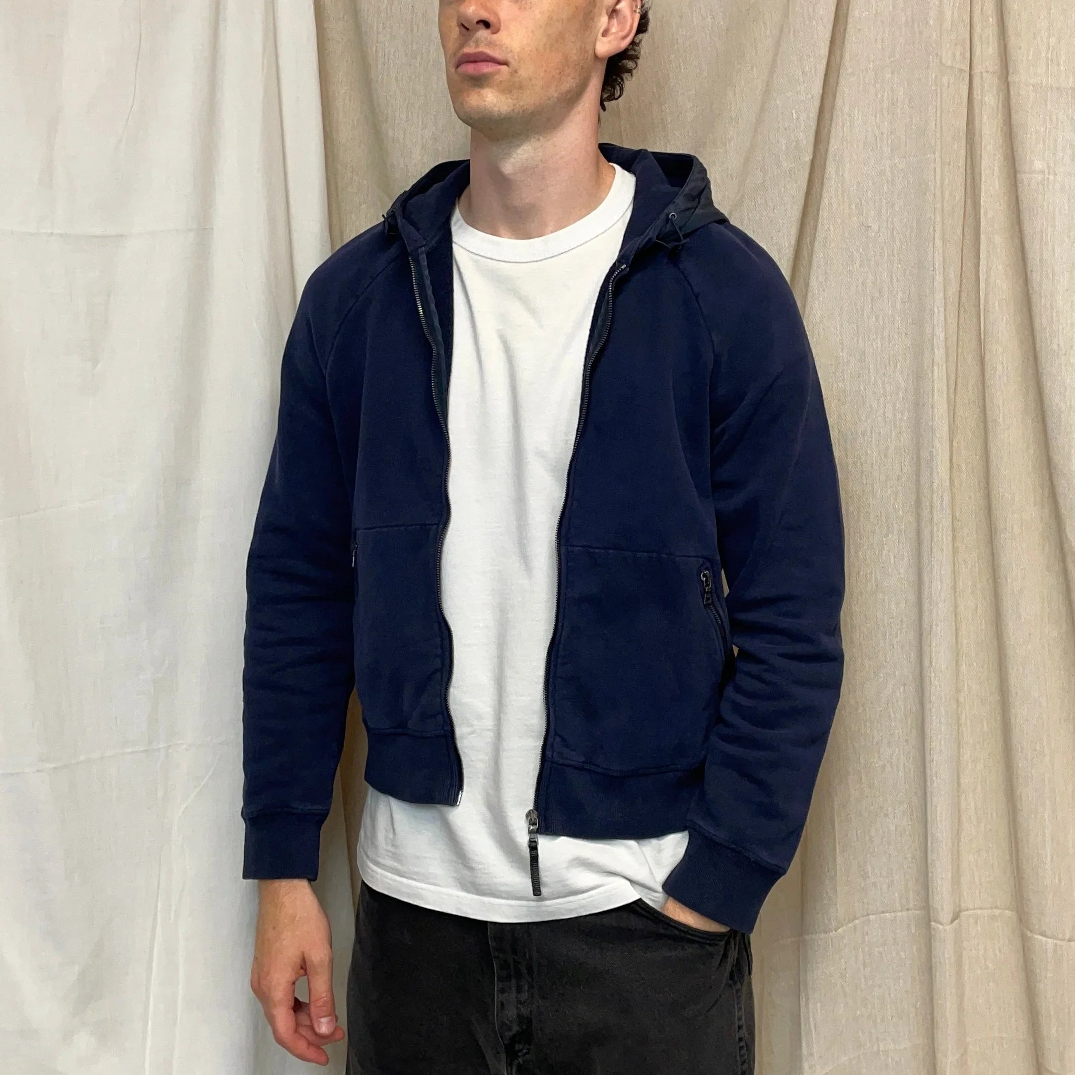 Prada Sport Navy 2012 Nylon Hood Zip-Through Hoodie – Known Source