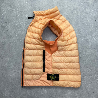Stone Island Orange Garment Dyed Micro Yarn Down Puffer Gilet | Small, Orange