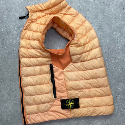 Stone Island Orange Garment Dyed Micro Yarn Down Puffer Gilet | Small, Orange