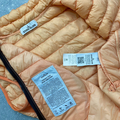 Stone Island Orange Garment Dyed Micro Yarn Down Puffer Gilet | Small, Orange