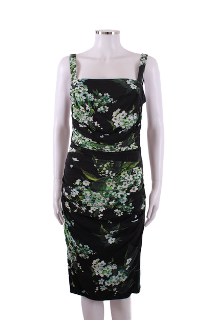 Dolce & Gabanna Floral Print Draped Dress Black 40 | O/S, Black