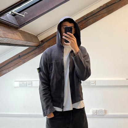 Stone Island Grey Fleece Hoodie AW03 | Medium, Grey
