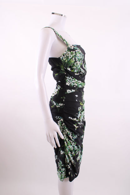 Dolce & Gabanna Floral Print Draped Dress Black 40 | O/S, Black