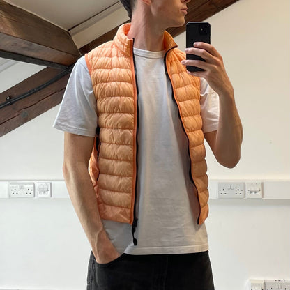 Stone Island Orange Garment Dyed Micro Yarn Down Puffer Gilet | Small, Orange