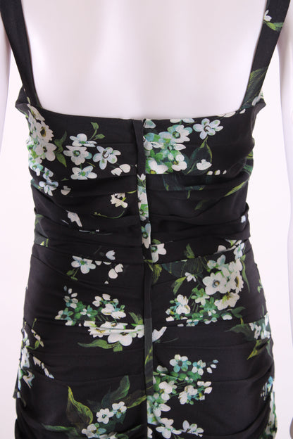 Dolce & Gabanna Floral Print Draped Dress Black 40 | O/S, Black