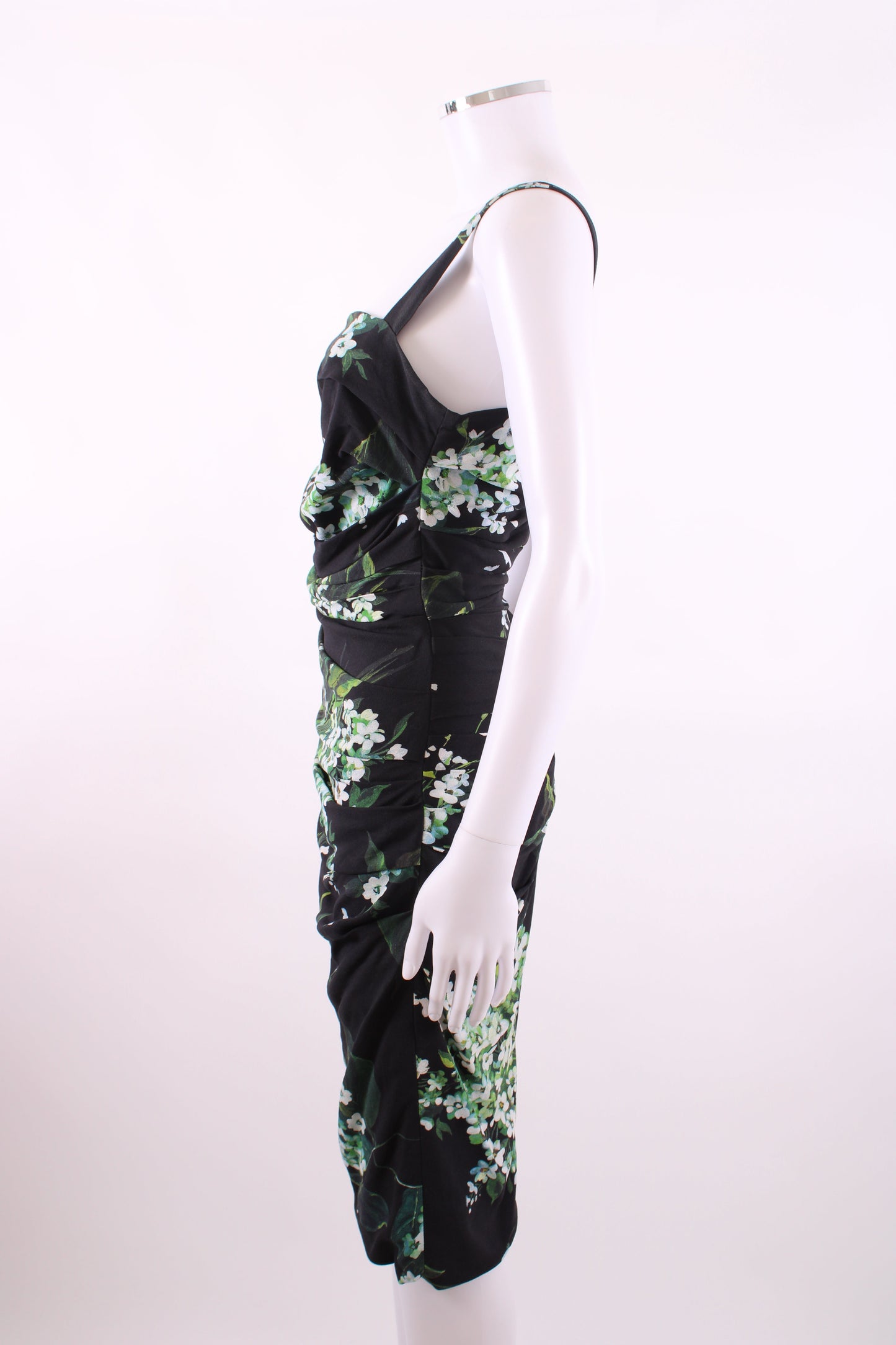 Dolce & Gabanna Floral Print Draped Dress Black 40 | O/S, Black