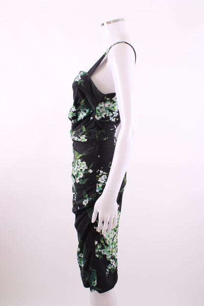 Dolce & Gabanna Floral Print Draped Dress Black 40 | O/S, Black