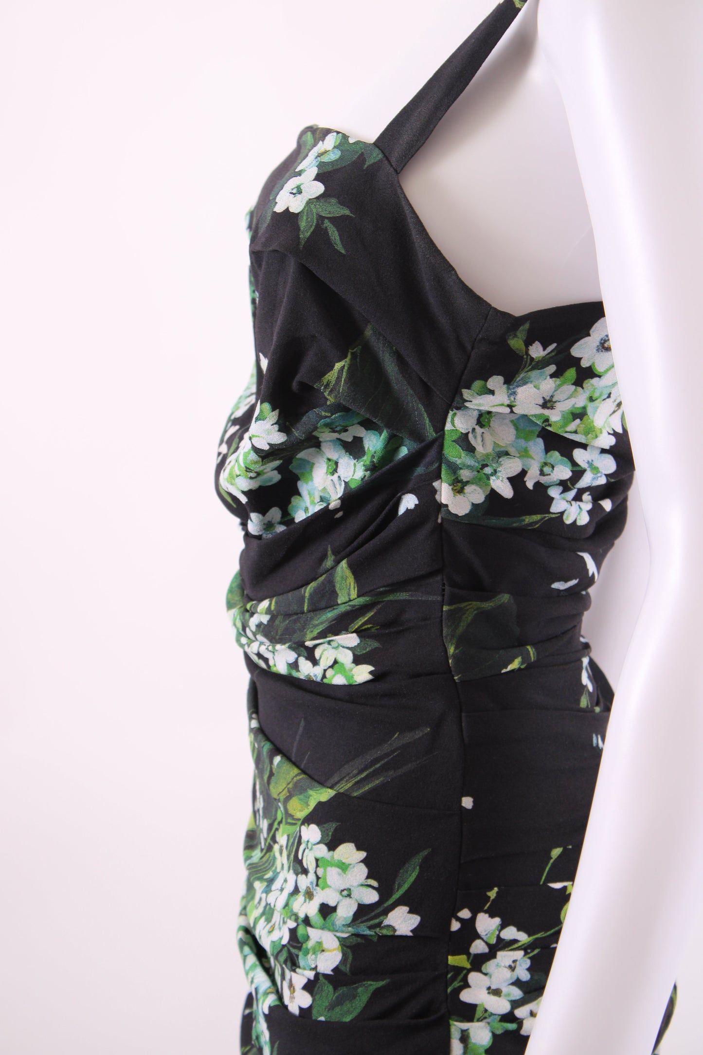 Dolce & Gabanna Floral Print Draped Dress Black 40 | O/S, Black