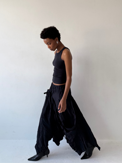 ASYMMETRIC DRAPED SKIRT | Default Title, Black