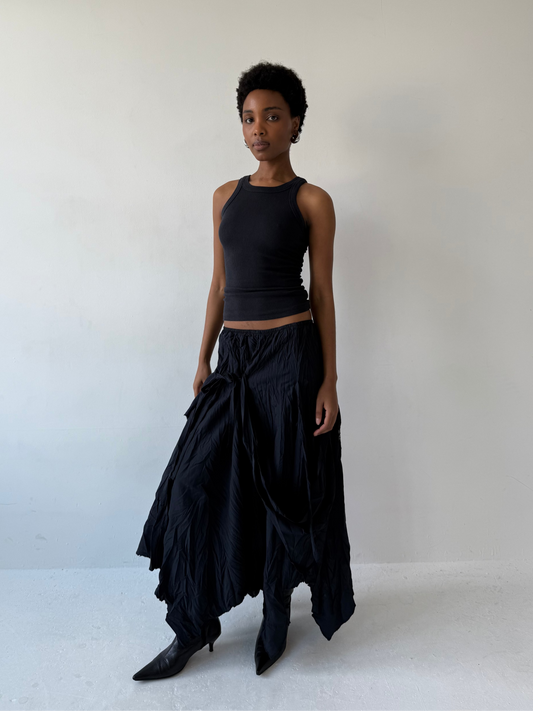 ASYMMETRIC DRAPED SKIRT | Default Title, Black
